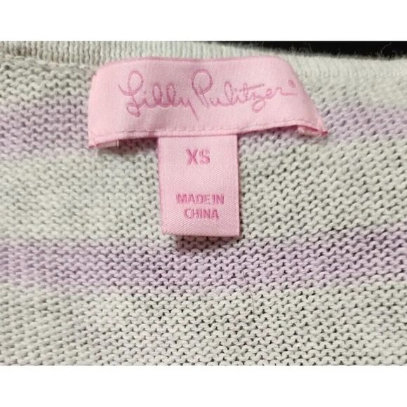 Lilly Pulitzer Womens Sweater Purple Stripes Size XS 100% Cotton - Picture 4 of 7